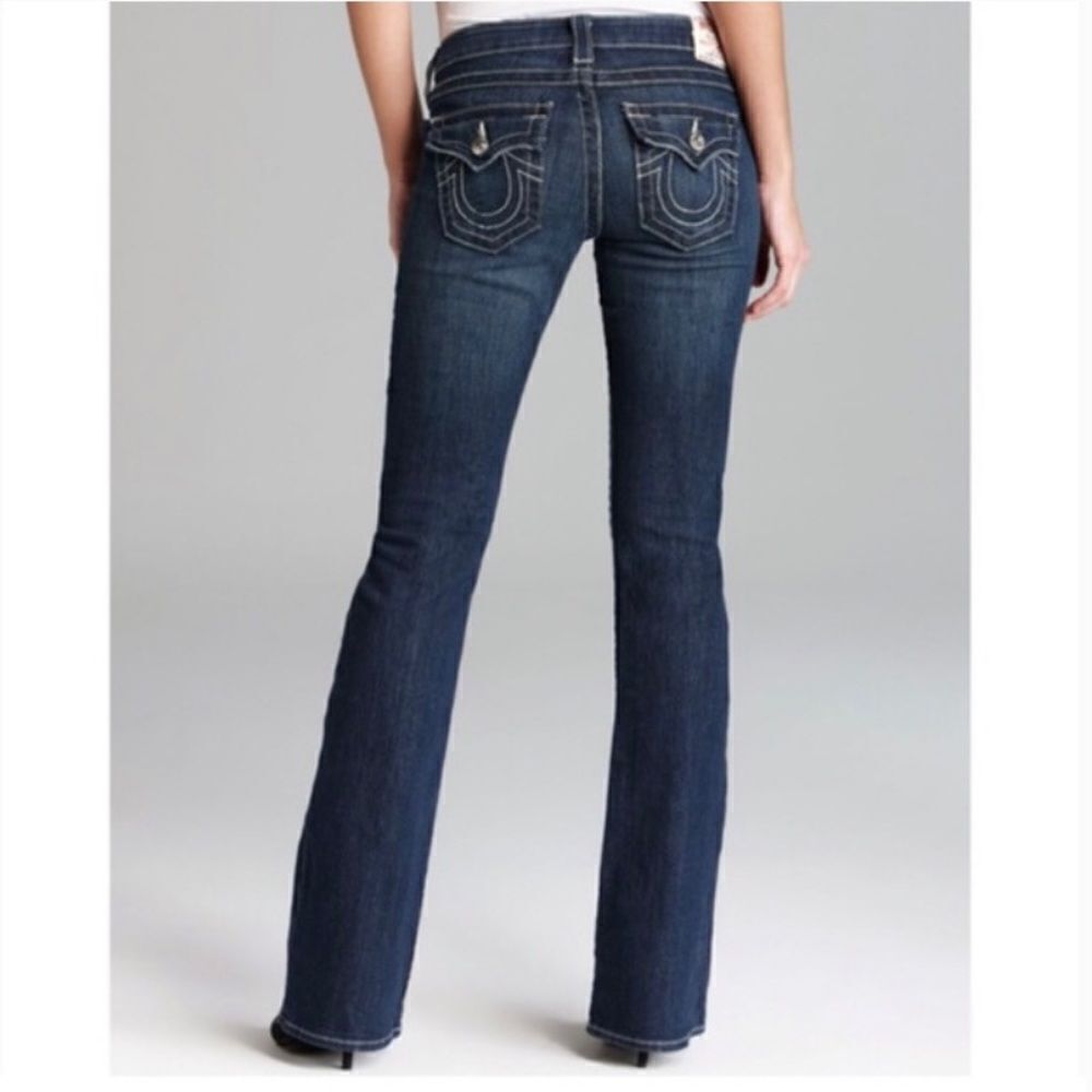 True Religion Premium Dark Wash Flap Pocket Bootcut Jeans
